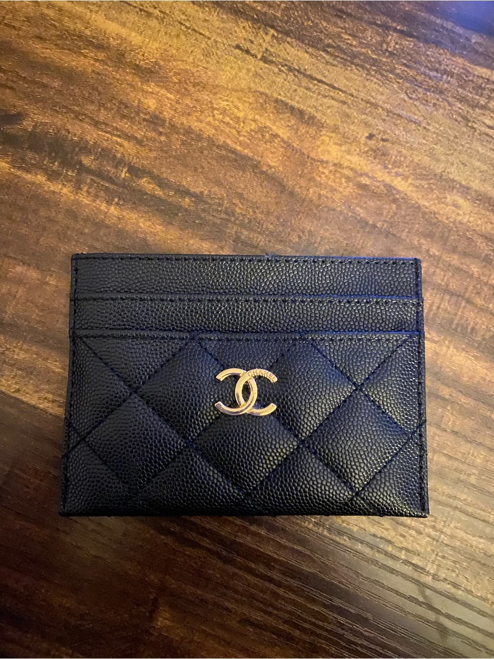 Quilted Caviar Leather Card Holder